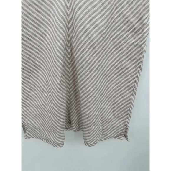 Tahari Top Women SMALL Purple White Striped V-Neck Cap Sleeve 100% Linen - Picture 4 of 7